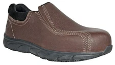 HOSS Men's Transfer Composite Toe ESD Slip-On Work Shoe Brown Full Grain - 30204