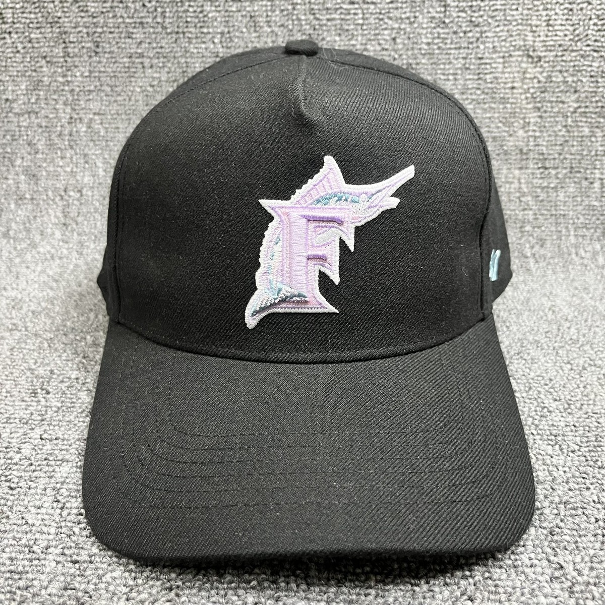 '47 Brand Florida Marlins Snapback Hat Black Pastel Logo Adjustable Cap