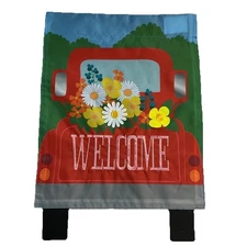 Meadow Creek  "WELCOME" Truck with flowers SPRING GARDEN FLAG Never Used