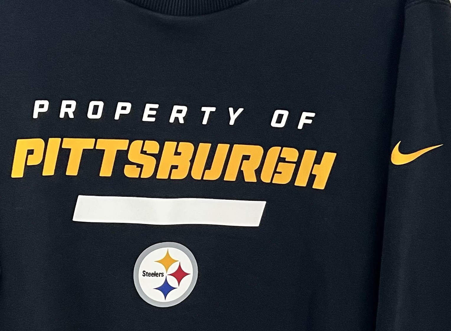 Nike NFL Pittsburg Steelers Property Of Men’s Long Sleeve Black Shirt Size L thumbnail 2