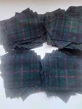 lot of 40 tartan offcuts. red black green and clan fraser. pure wool