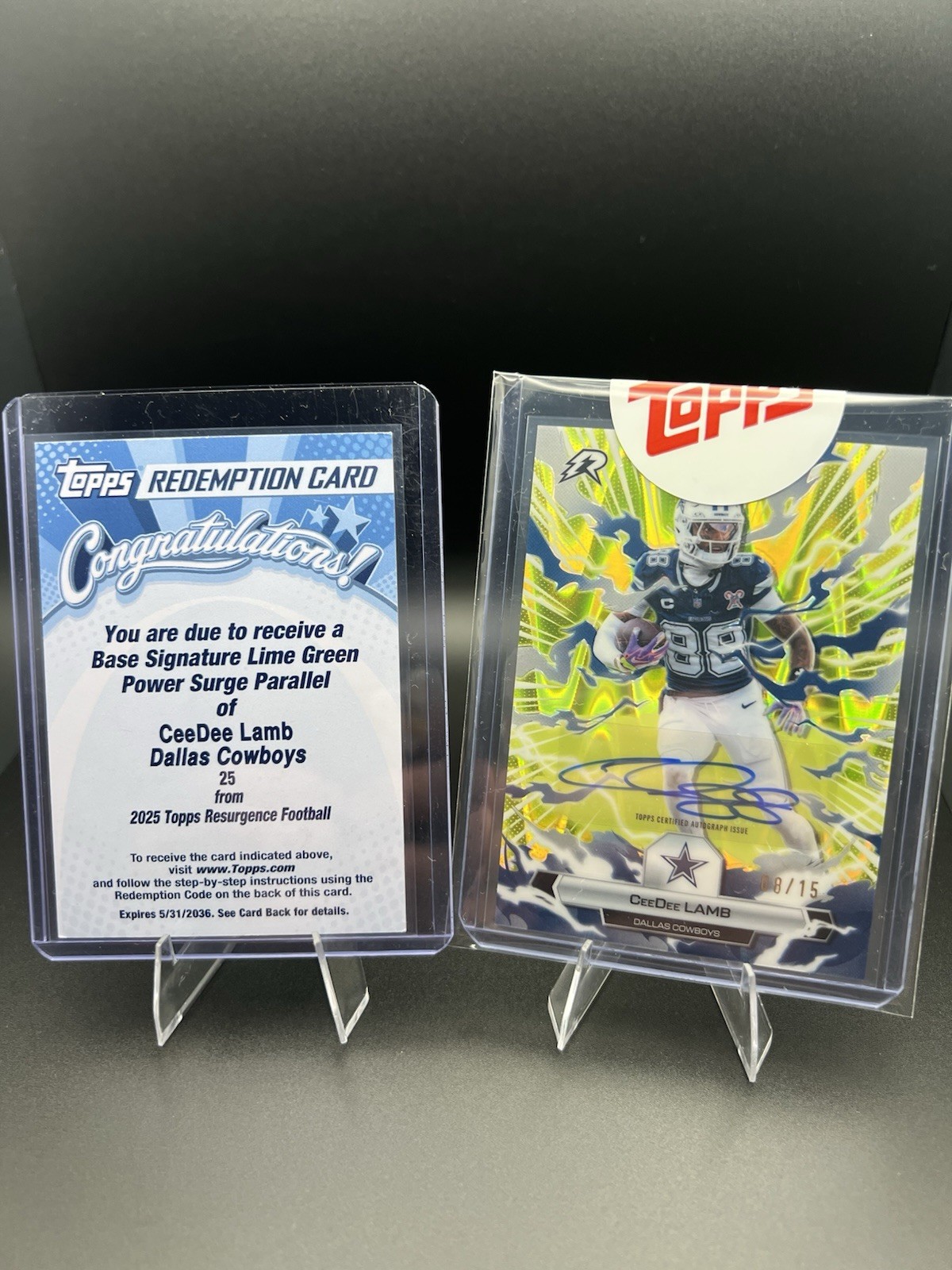 Topps 2026 CeeDee Lamb Cowboys #25 Auto Lime Green 8/15 Sealed & Redemption