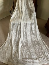 SPLENDIDA TENDA MASSICCIA RARA 80"X102" STILE FRANCESE PIZZO/RETE PANNELLI/TENDE