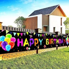 Happy Birthday Yard Banner 118X19.7 Inches, Birthday Yard Sign Backdrop, Birthd