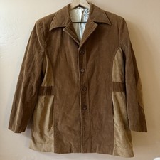 Vintage Mens Knack Suit Jacket Leisure Sport Coat Disco Large  Brown Corduroy