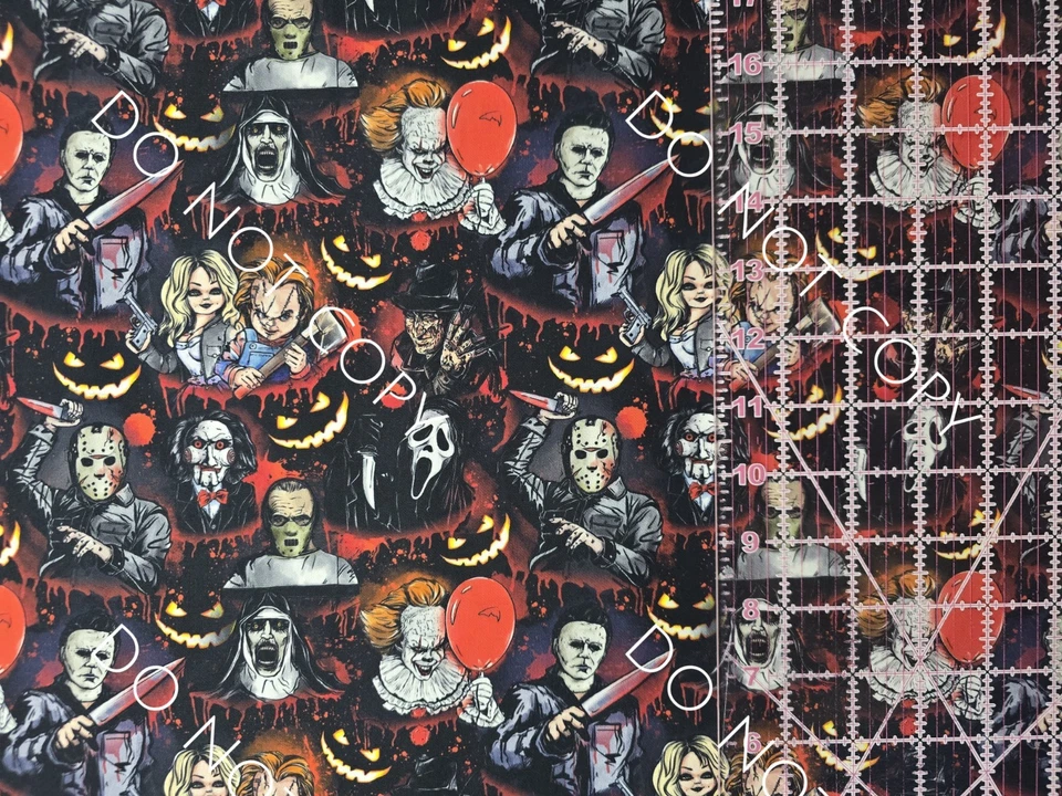 Custom 100% Cotton Woven Fabric Horror Movie Bloody By The 1/4 Yard 9x56 - Image 2 of 2