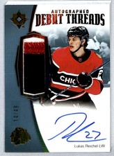 Lukas Reichel 2022-23 UD Ultimate Debut Threads Rookie Auto Patch /49 #ADT-LR
