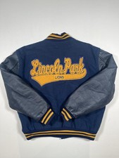 Giacca vintage Neff uomo grande blu lana pelle Varsity Lincoln Park Lions USA