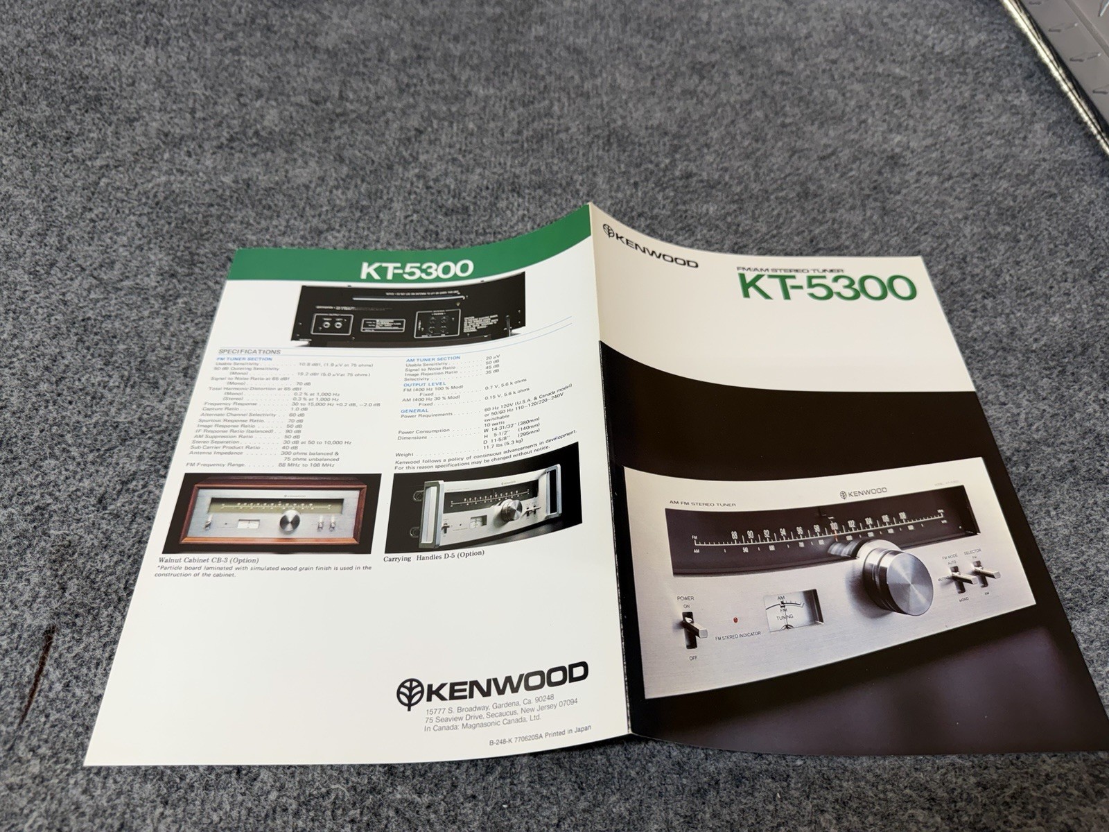 ⭐️ Original Kenwood KT-5300 Stereo Tuner Dealer Sales Brochure ⭐️