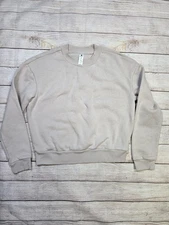 90 Degree by Reflex Crop Crewneck Sweatshirt Women’s Size Medium Beige 