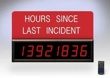 Safety Hour Tracker, 8-Digit Display / Remote Control, Mounting Brackets