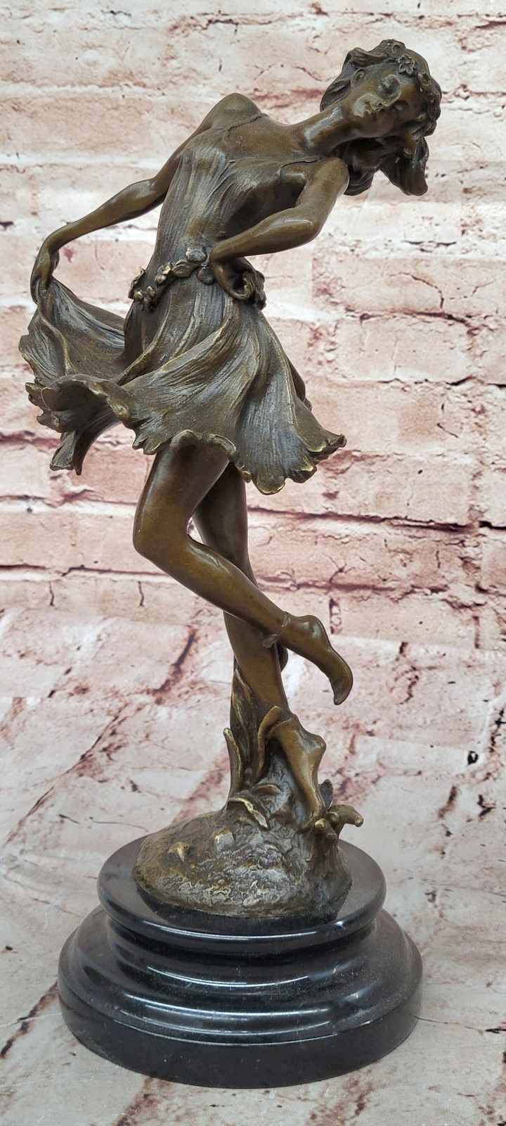 Free Fall Dancer Posing Bronze Marble Sculpture Marble Base Figurine Statue Gift
