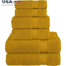 Turkish Cotton 6 Piece Towel Set Bath Hand Washcloths Plush Quick Dry Absorbent