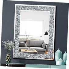 Crystal Crush Diamond Rectangle Silver Mirror for Wall Decoration 32"L x 24"W