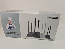 Toilet Plunger and Bowl Brush Combo for Bathroom Cleaning, Black, 2 Pack