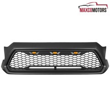 Fits 2012-2015 Toyota Tacoma Matte Black Mesh Style Hood Grille Front With Light