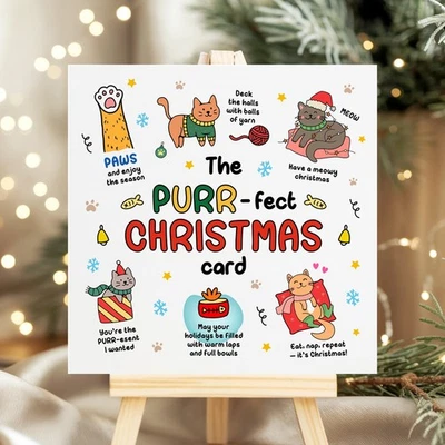 LITTLEGREETS Christmas Card for cat lovers - cute purr-fect xmas card - funny festive card