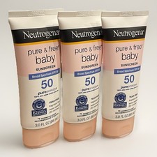 3-Pack Neutrogena Pure  Free Baby Sunscreen SPF 50. Exp. 03/26