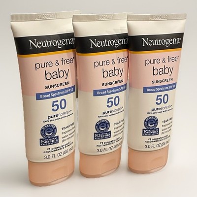 3-Pack Neutrogena Pure & Free Baby Sunscreen SPF 50. Exp. 03/26