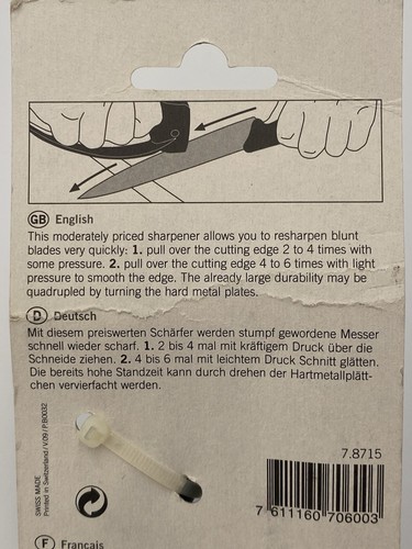 NEW VICTORINOX PULL THRU SHARPENER SWISS MADE 7.8715 Gray/Black 5.5”x2.75” NWT - Picture 7 of 12