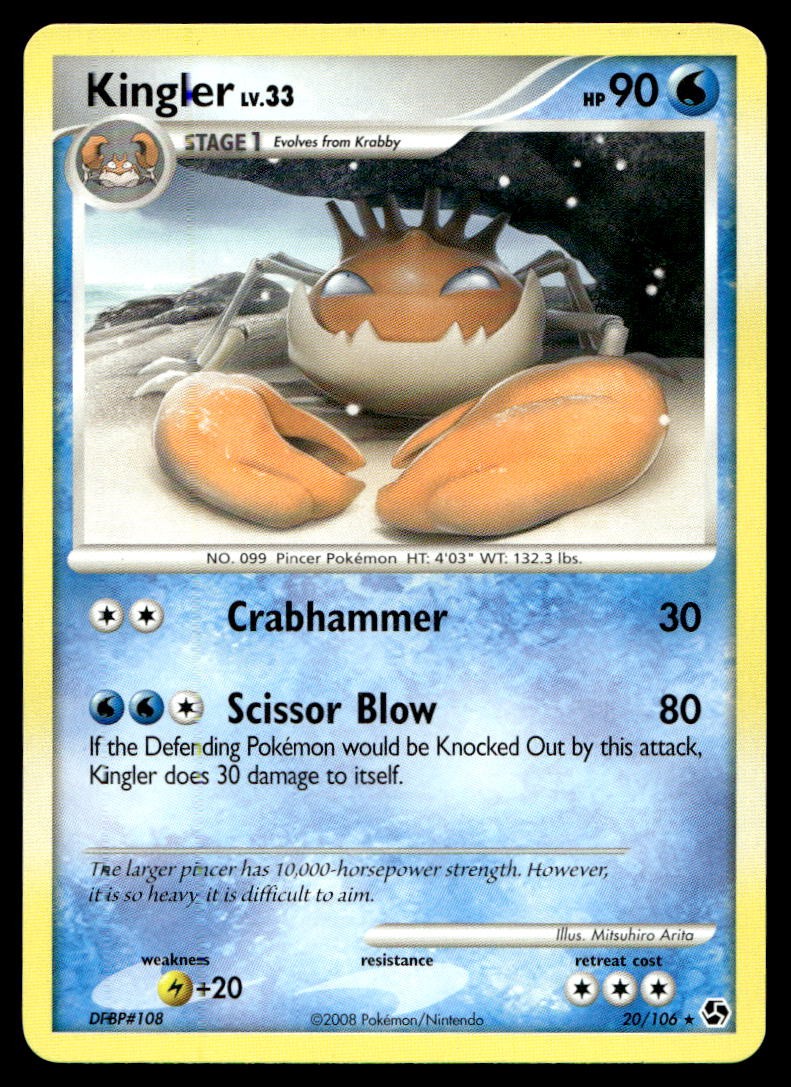 Great Encounters Kingler Rare 20/106 2008 Pokemon TCG