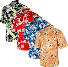 Jeyiour 4 Pcs Mens Hawaiian Shirts Unisex- XL