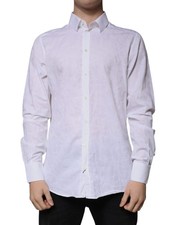 Dolce & Gabbana White Cotton Slim Fit Men MARTINI Dress Men's Shirt