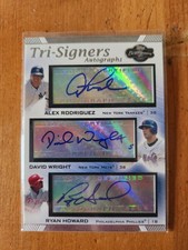 2007 Topps Tri-Signers Autographs Alex Rodriguez,David Wright,Ryan Howard Autos