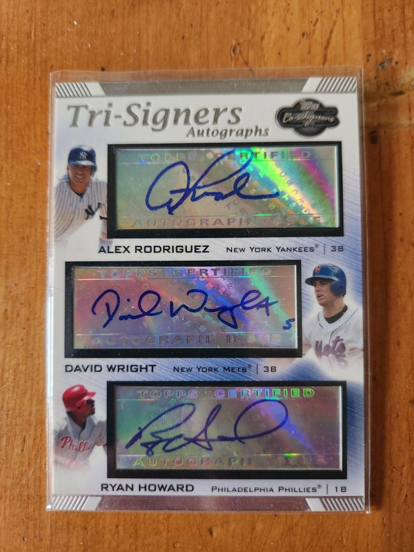 2007 Topps Tri-Signers Autographs Alex Rodriguez,David Wright,Ryan Howard Autos