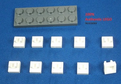 LEGO NEW 1x1 White Tile with Clip (Raised ''C'') (10x) 6348055 Brick 15712