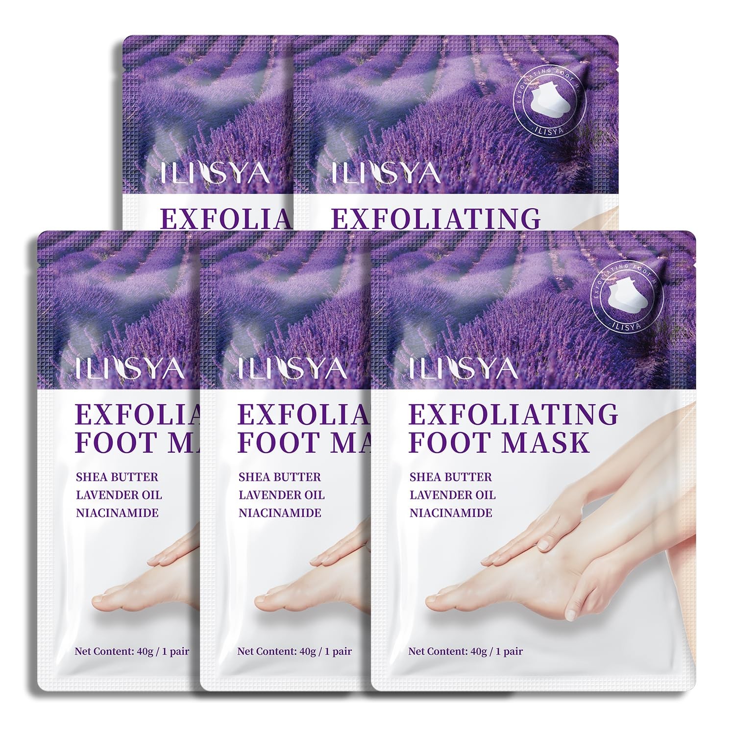 Foot Peeling Mask - 5 Pack Exfoliating Foot Peel Mask for Dry Cracked Feet - Bab