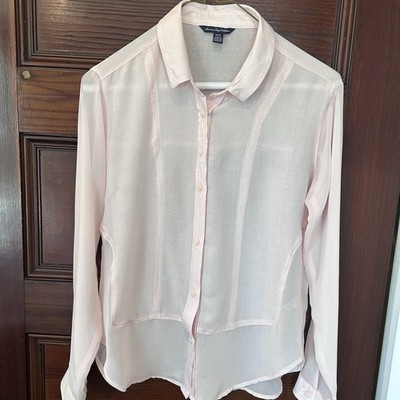 AEO Boho Gauzy Breezy XS Soft Pink L/S Festival Shirt + BONUS Cami