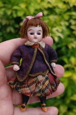 3 1/2 " ( 9 cm) Antique  Beautiful Miniature Mignonette All bisque original Doll