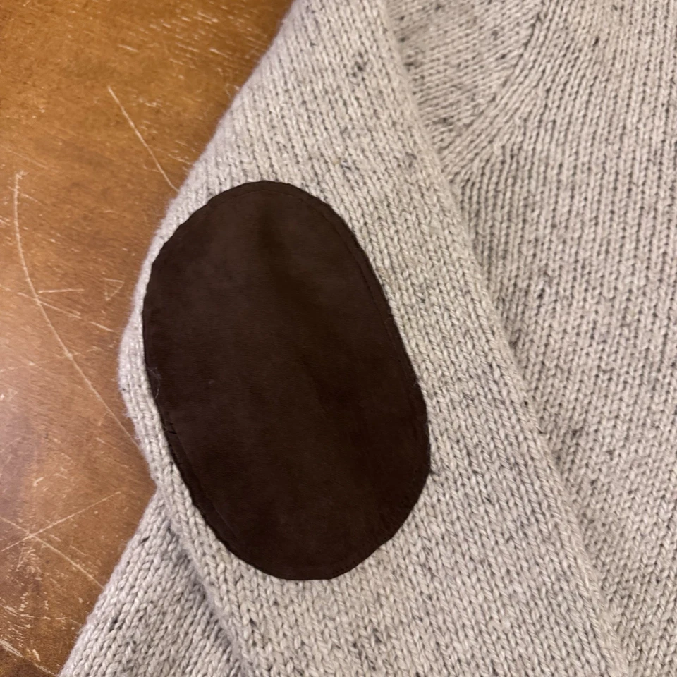 DE COLECCIÓN Polo Ralph Lauren Suéter Para Hombres XL Beige Lana Mezcla Alpaca Parches en el Codo Foto 4 de 4