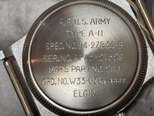 WW2 Elgin AF US Army type A-11 Pilot's Military Watch NOS Complete Case 1 of 2