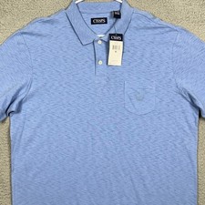 NEW Chaps Polo Shirt Mens XL Light Blue Rugby Casual Short Sleeve Front Pocket