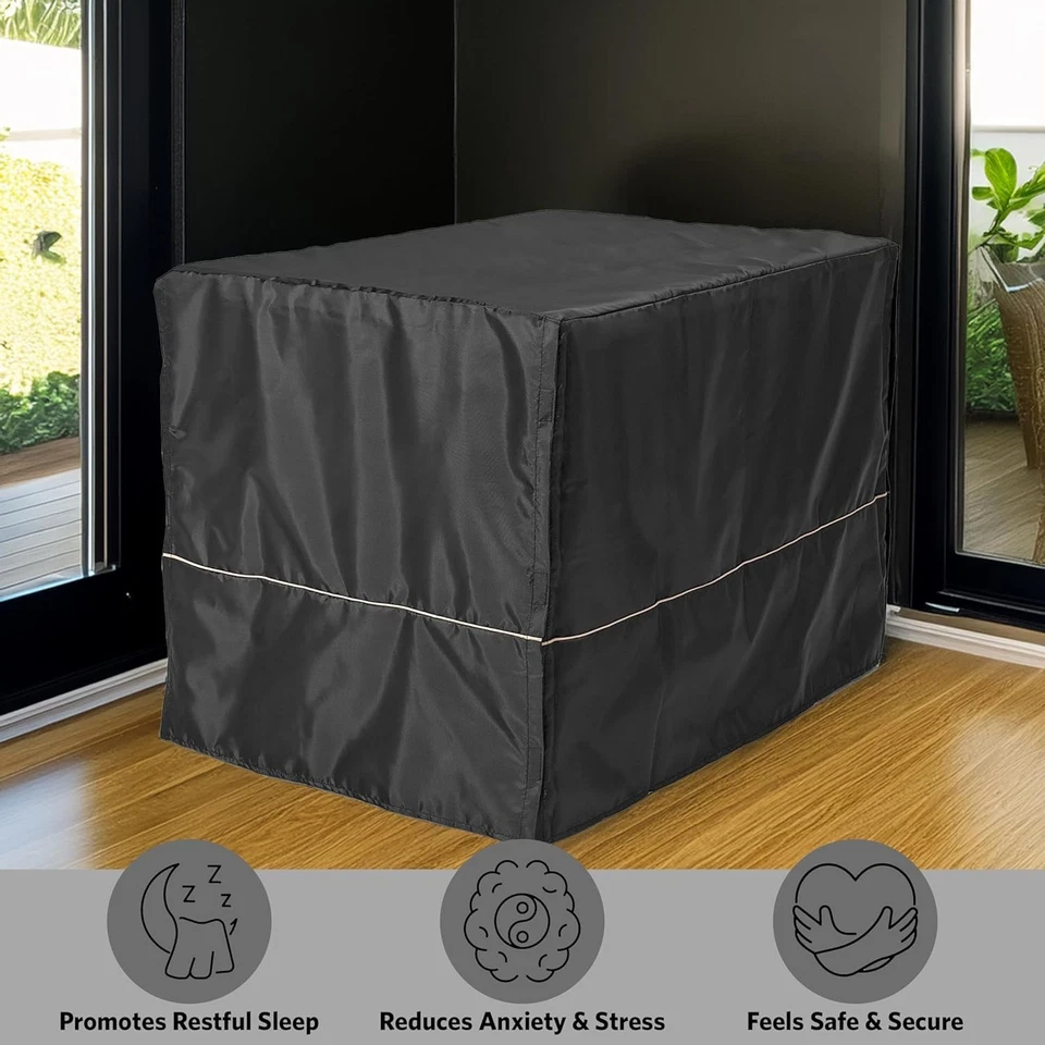 Black Polyester Dog Crate Cover for 36-Inch Crates - Reduces Barking & Chewing - Image 4 of 4