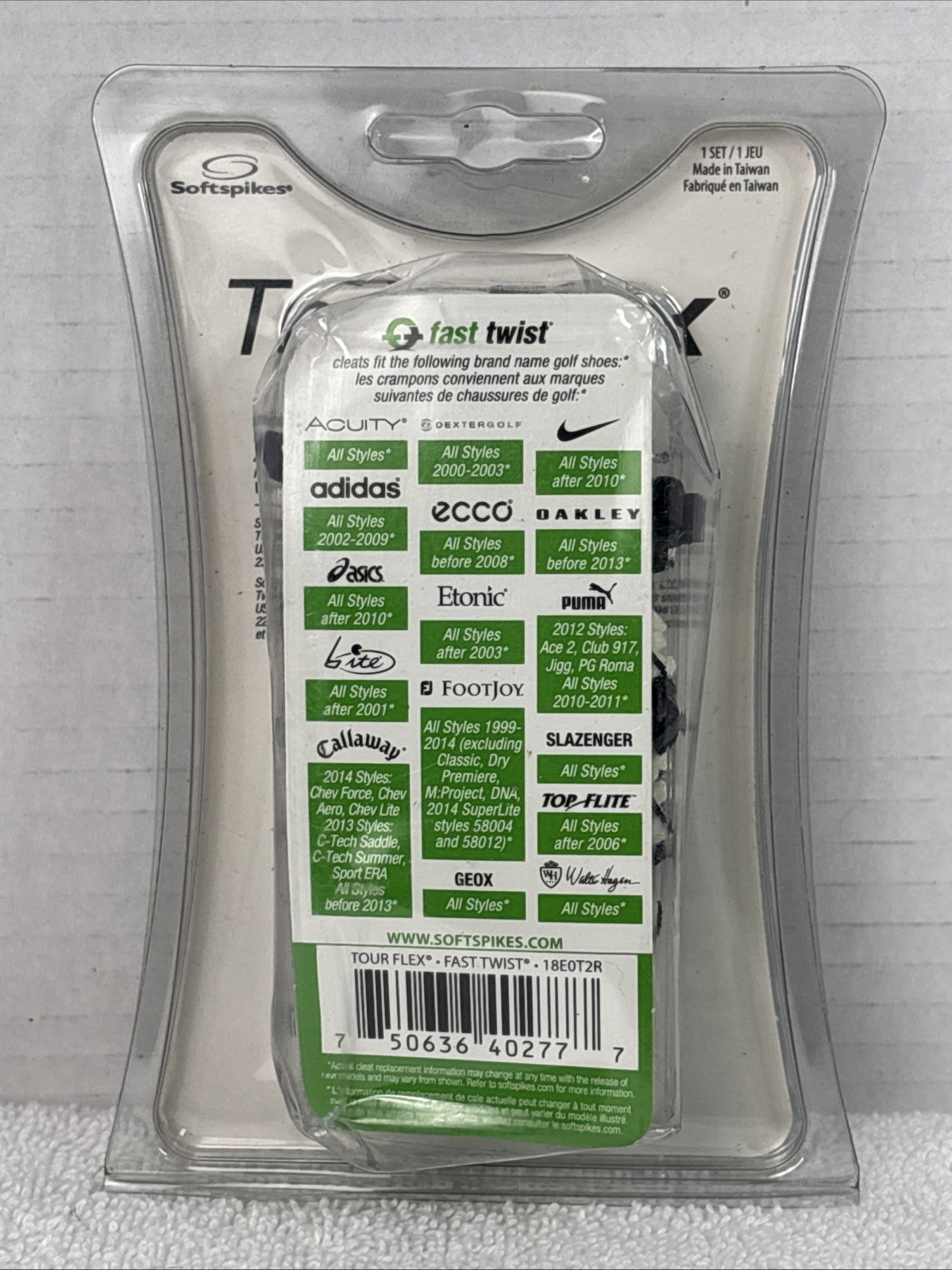 TOUR FLEX Soft Spikes Golf Cleats Fast Twist Black White 1 Set NEW