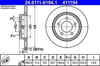2X Ate 24.0111-0194.1 Bremsscheibe FüR Ford