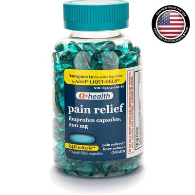 Effective A+ Health 200mg Ibuprofen Softgels - 240 Count for Pain & Fever