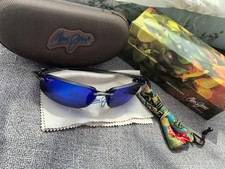 Occhiali da sole Maui Jim B407-11 Ho'okipa montatura grigia/lenti polarizzate blu Hawaii