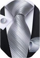 Mens Tie Set Silk Solid Paisley Necktie and Pocket Square Cufflinks Classic Form