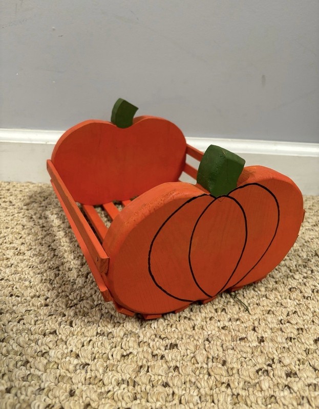 Fall Halloween Pumpkin Card Wooden Basket