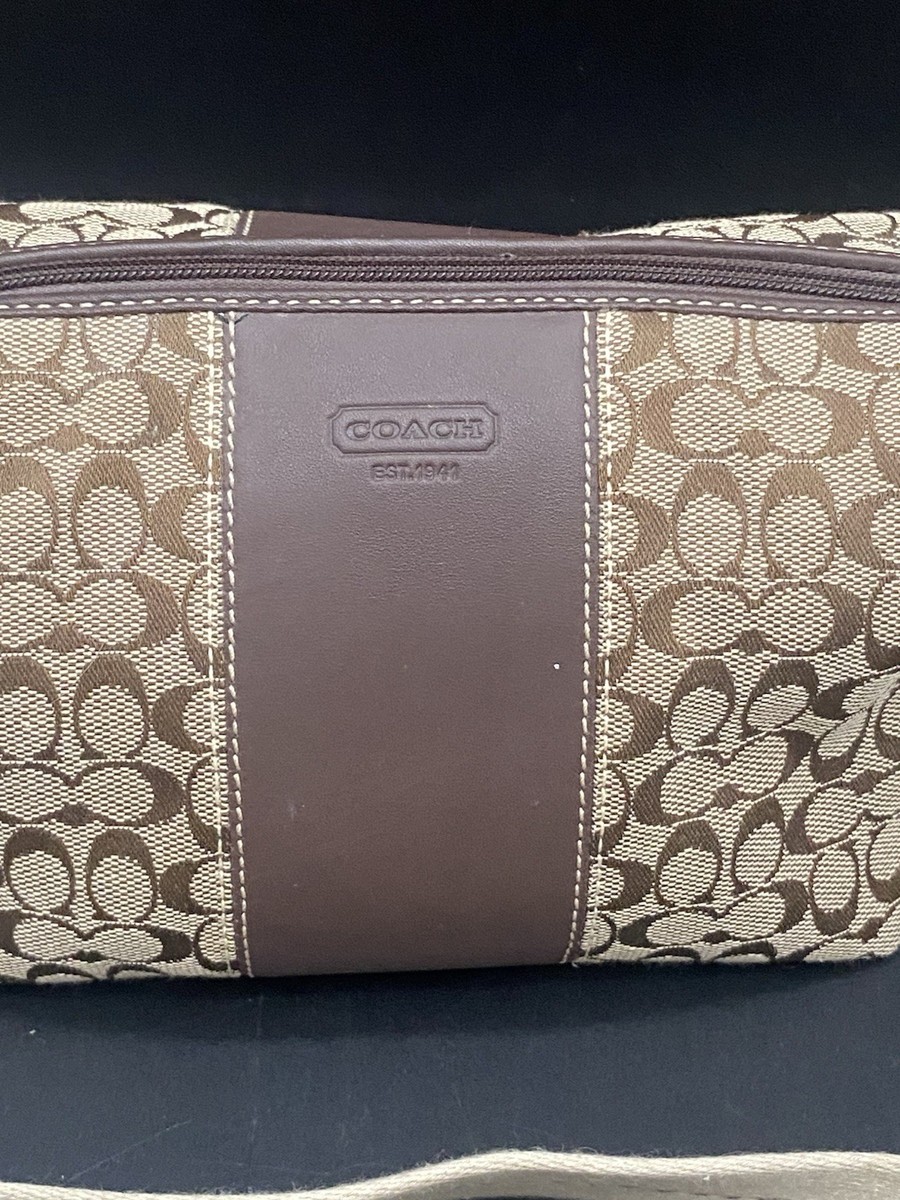 Vtg Y2K COACH Signature C Brown Mini Bag Zip Closure Baguette