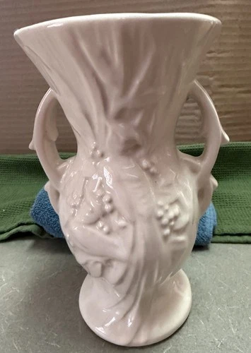 Vintage McCoy Pottery Bird of Paradise/Peacock White Vase Planter 8” Tall