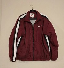 Vintage 90s Men's XL Nike Big Swoosh Full Zip Windbreaker Jacket Maroon