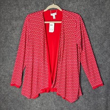 NEW Susan Graver Cardigan Sweater Women's XS Red Reversible Open Liquid Knit