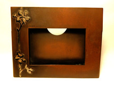 ~EXCELLENT Antique Heintz Bronze Sterling DOGWOOD Calendar Photo Frame~