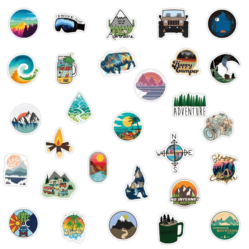 50-Pack Outdoor Sport Hiking Wildness Sticker Luggage Laptop Bottle Vinyl Decal - Image 3 of 4
