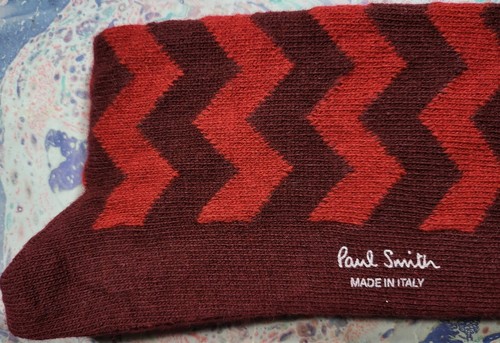 Paul Smith Mens Italian Socks Potter Chevron Wool Cashmere Mix Red F393 One-Size - Picture 4 of 5